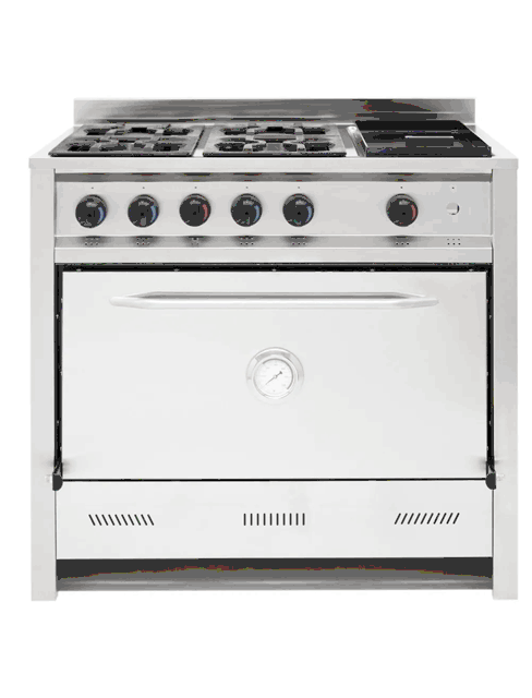 Cocina Industrial Gastroequip 4 Hornallas y Plancha 90cm |  Sanitariosalvarez.com.ar