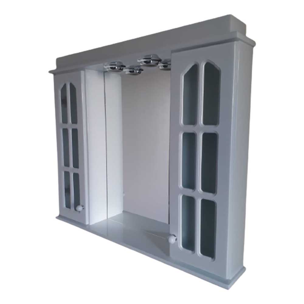 Botiquin Espejo 2 Luces 2 Puertas Vidrio Blanco Laqueado