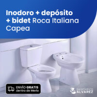 Combo de sanitarios Roca Italiana Capea inodoro, deposito y bidet 3 ag - Imagen 3