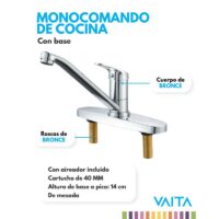 Monocomando Con Base Duo Cocina Vaita Bajo - Imagen 2