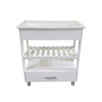 Vanitory de Pie Deck 60 cm Con Cajon Blanco Bacha Marmolina