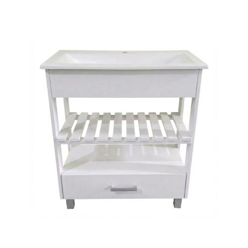 deck pie 60cm blanco Vanitory de Pie Deck 60 cm Con Cajon Blanco Bacha Marmolina - Imagen 1