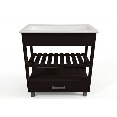 deck pie 60cm wengue Vanitory de Pie Deck 60 cm Con Cajon Wengue Bacha Marmolina - Imagen 1