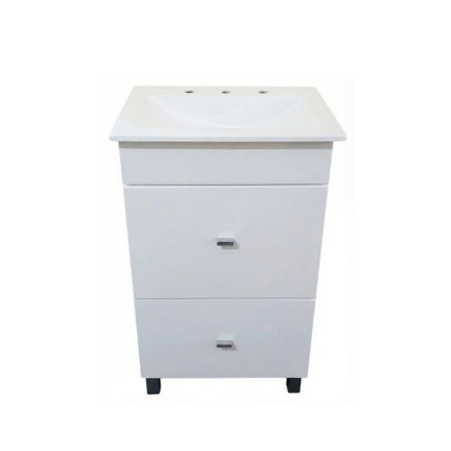 lanin pie 50cm blanco Vanitory de Pie Lanin 50 cm Con Cajon Blanco Bacha Marmolina - Imagen 1