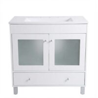 Vanitory de Pie Maral 80 cm Con Cajon Blanco Bacha Marmolina