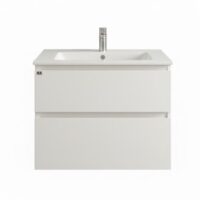 Vanitory Colgante Mh 60 Cm Blanco 2 Cajones Bacha Loza