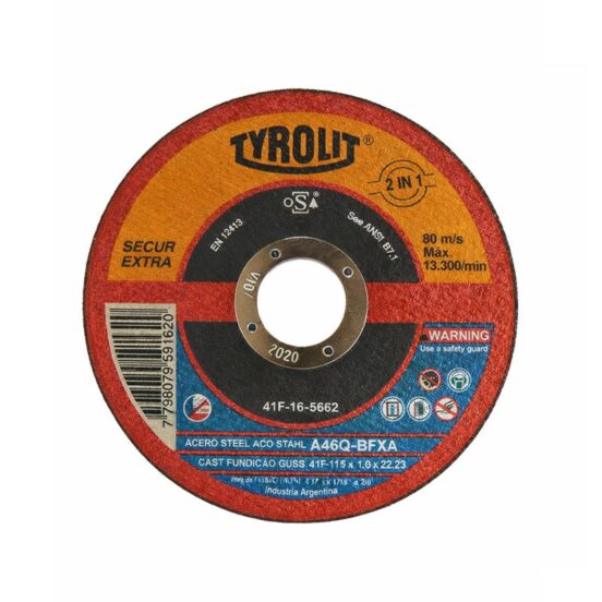 Disco De Corte Metal Tyrolit Secur 115 X 1.6mm Color Negro