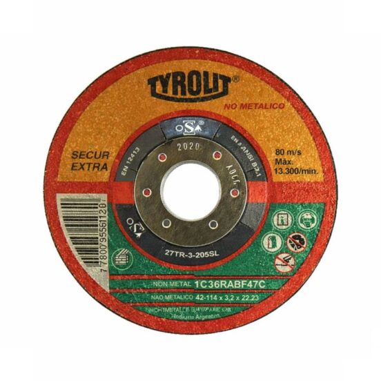 Disco De Corte Metal Tyrolit Secur 115 X 3.2mm Color Negro