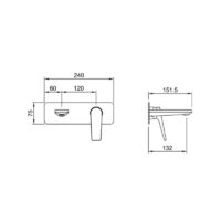 Monocomando Peirano para lavatorio de pared Wave Black 63-168N - Imagen 2