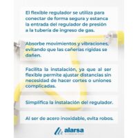 Flexible para Regulador Gas Aprobado 45Cm x 3/4 Alarsa Anti Robo - Imagen 3